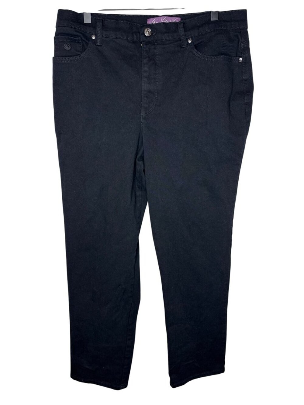 Gloria Vanderbilt Amanda Womens 16 Straight Leg Jeans Black Stretch Denim